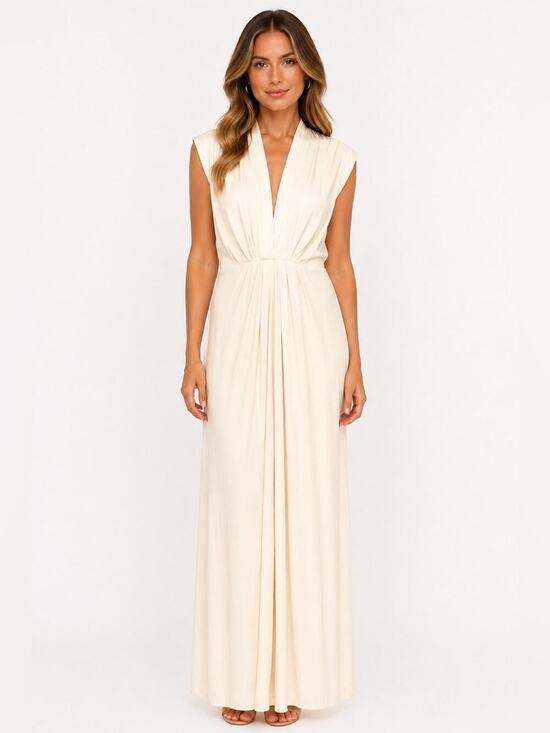 Anthropologie Dresses & Skirts - Anthropologie Cream Maxi Dress | Elegant Grecian-Inspired Evening Dress | NWOT